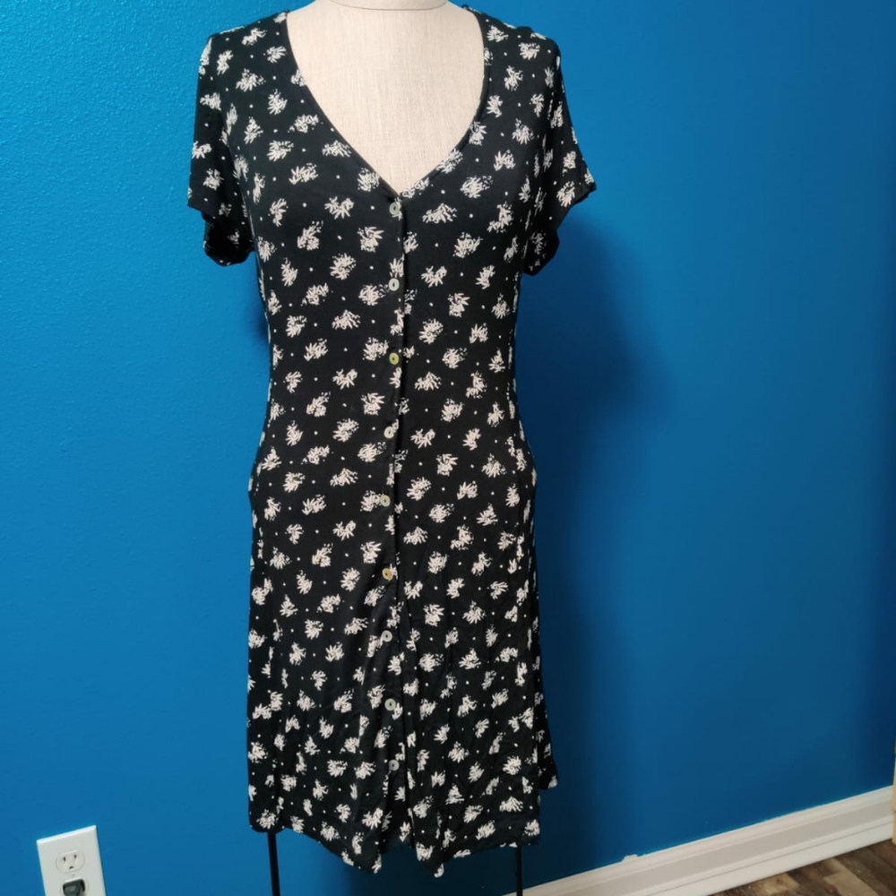 Obey Black and White Floral Midi Dress